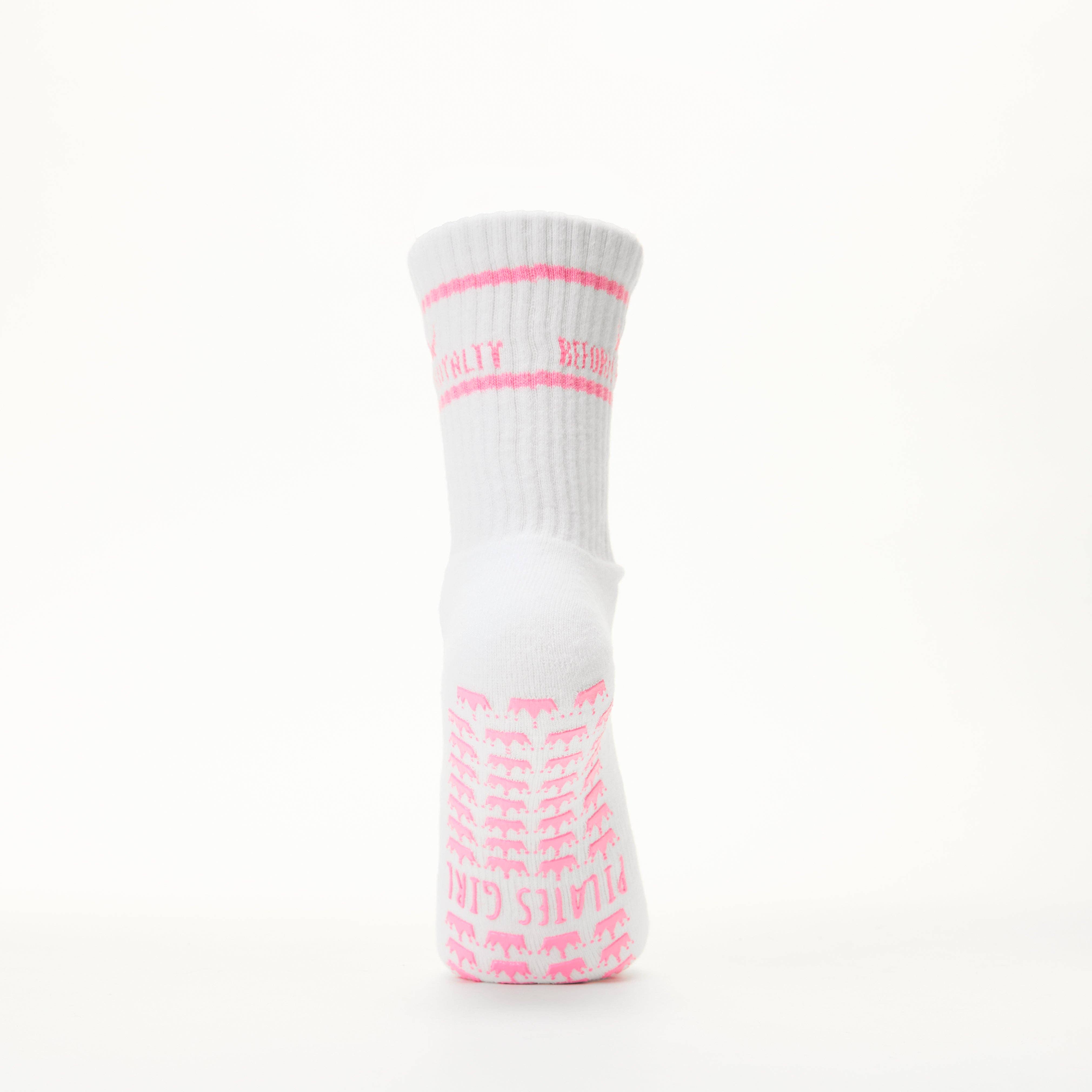 White Reformer Royalty Pilates Grip Socks for wholesale on Faire11