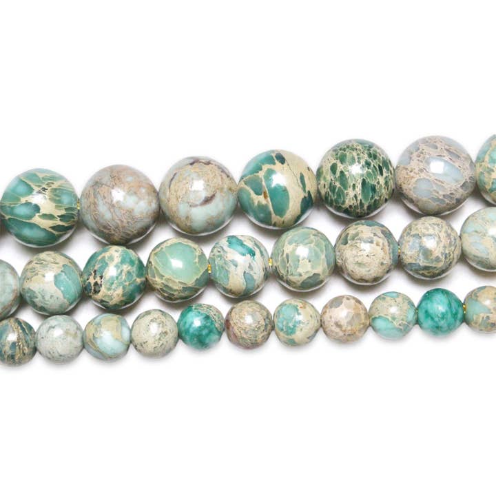 Jasper green snake bead thread A for wholesale by Foliesbijoux