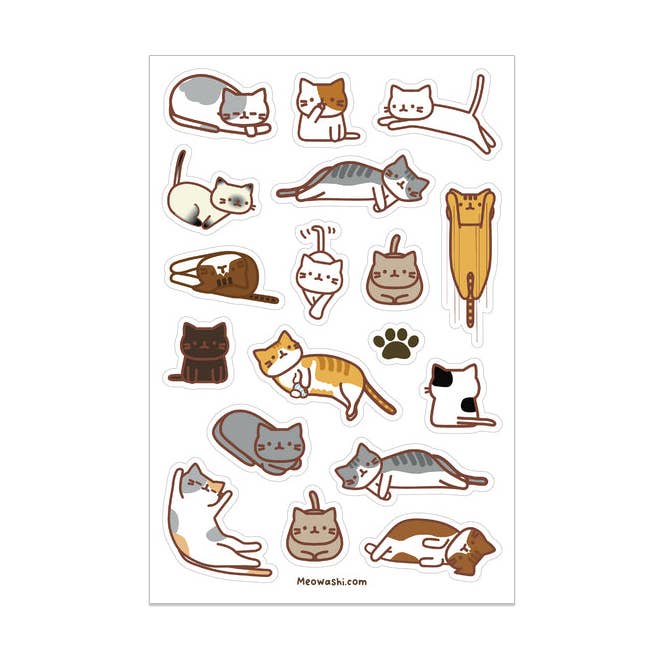 Folha Autocolante para Gatos Idle por atacado de Meowashi Studio