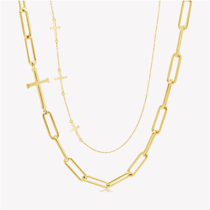Golgata Cross Halsband Layer Set för wholesale av Rizen Jewelry