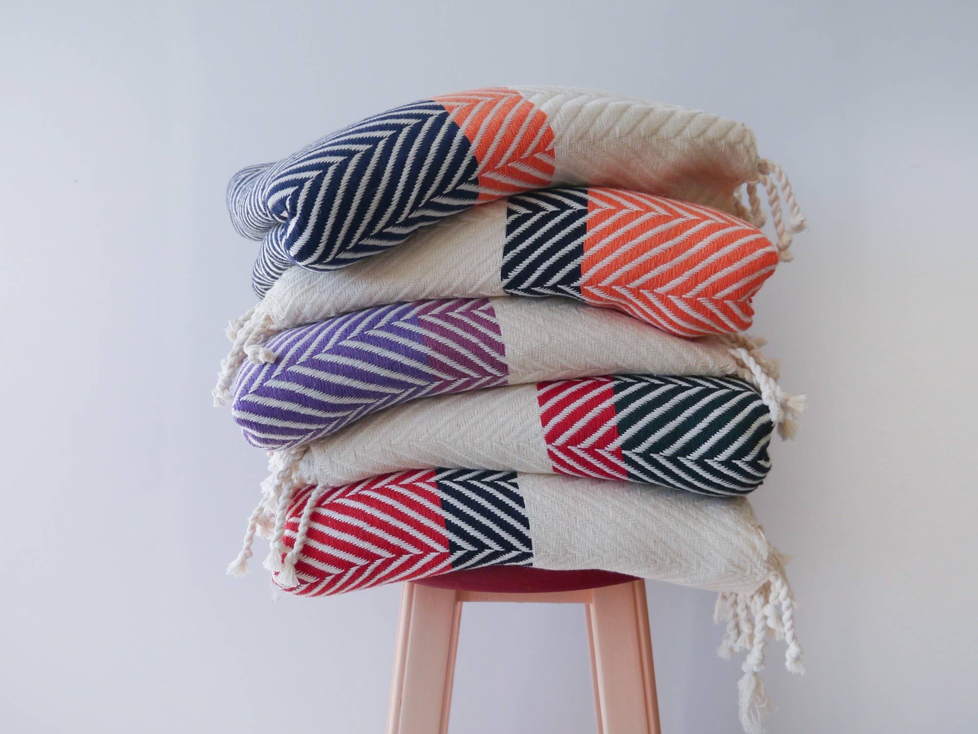 Living Roots – wholesale Throw blanket – Handwoven Cotton Throw - Green with yellow striped3