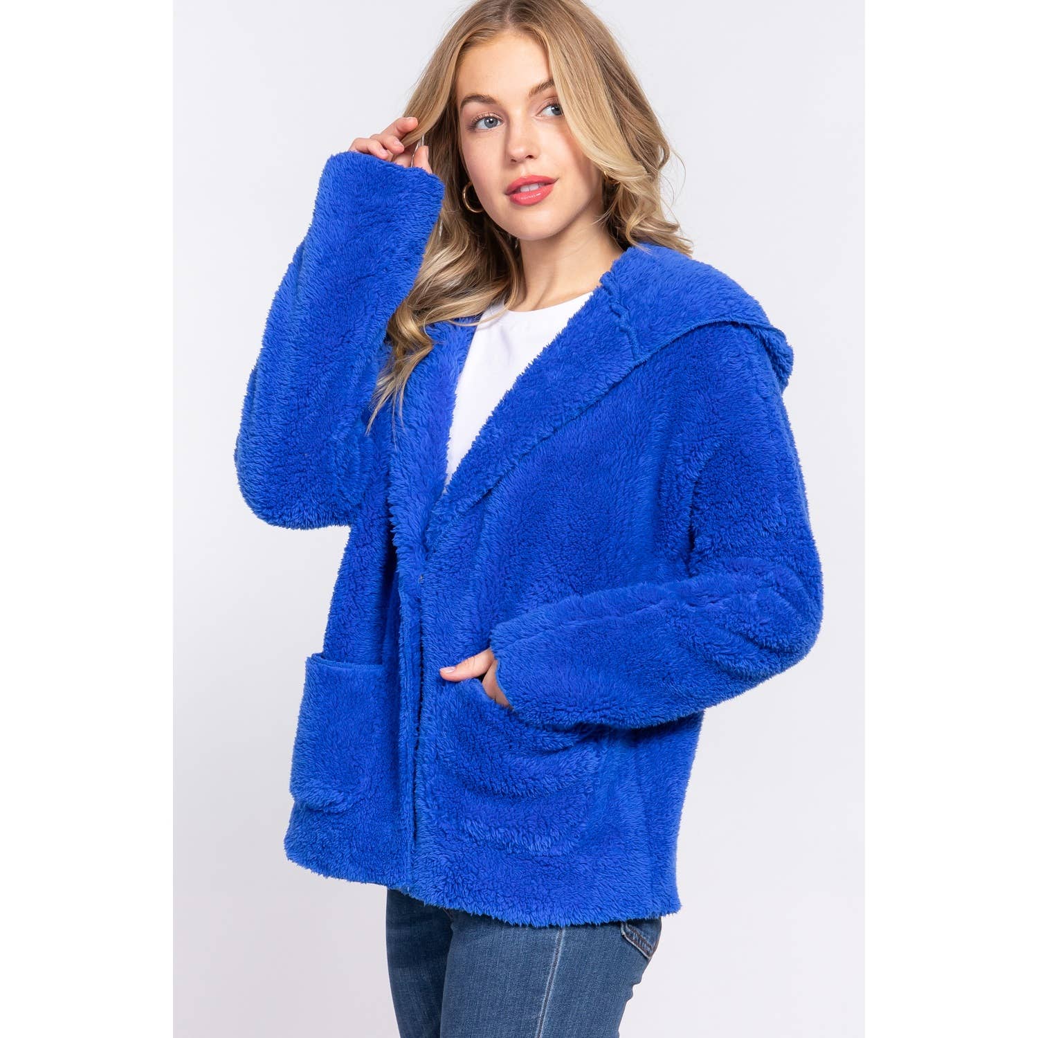 Apolline - Wholesale Jacket - Women's - LONG DOLMAN SLV HOODIE SHERPA JACKET12