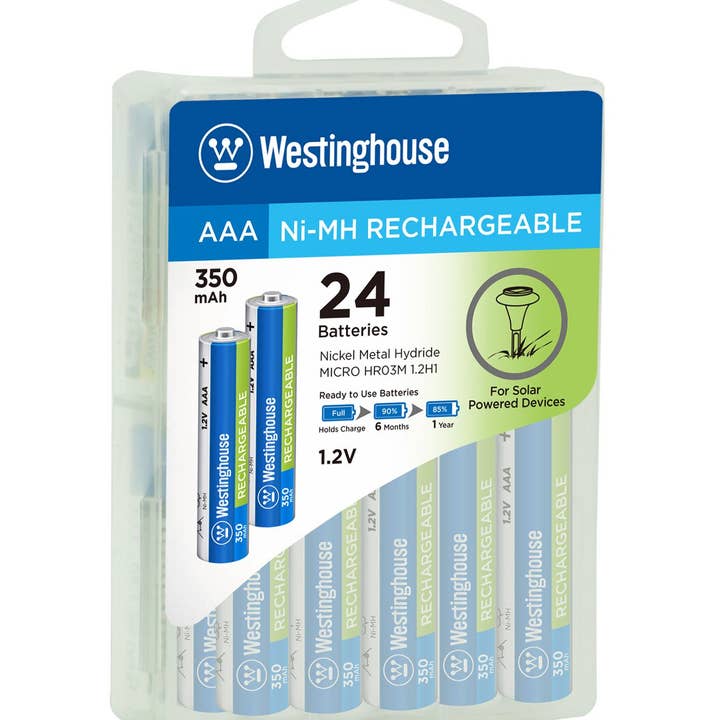 Westinghouse Battery - Wholesale Portable Charger - Westinghouse AAA Ni-Mh Rechargeable Batteries 350mAh 24pk