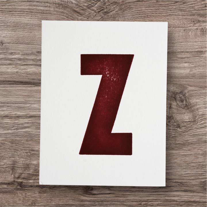 Z est pour...Cartes à lettres en typographie pour la vente par Inky Octopus Press