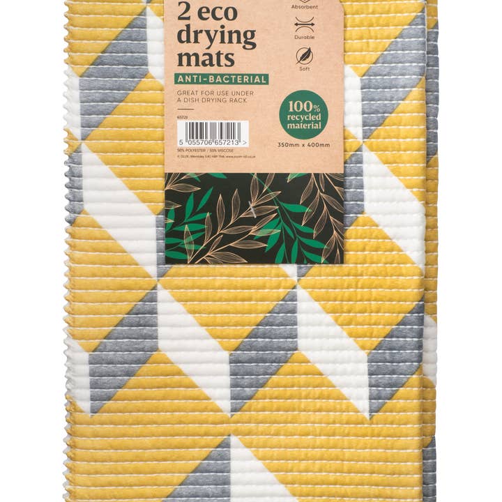 2 Eco Dish Drying Mat Anti-Bacterial Quick-Drying Yellow for wholesale by Home Shopa