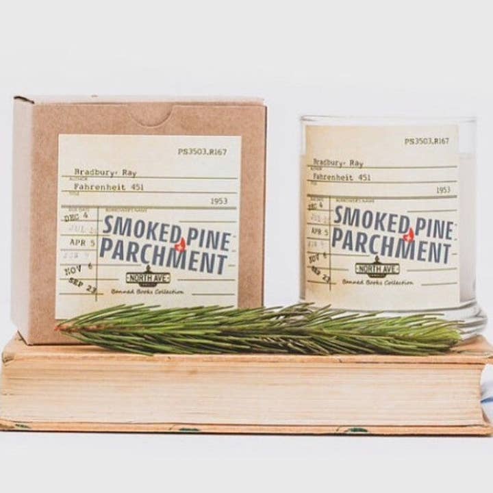 North Ave Candles - Wholesale Jar/Filled Candle - Banned Book Candle / Fahrenheit 451 / bookstore gift /