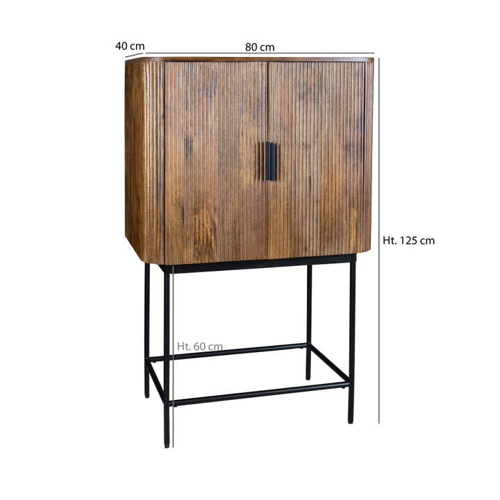 Now's Home - Vente Armoire - BAHUT/BAR 2 PORTES EN MANGUIER PIEDS MÉTAL80X40X125 IQUITOS