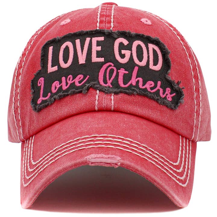SOPHIA WHOLESALE - Wholesale Baseball Cap - Women's - LOVE GOD LOVE OTHERS Washed Vintage Ball Cap