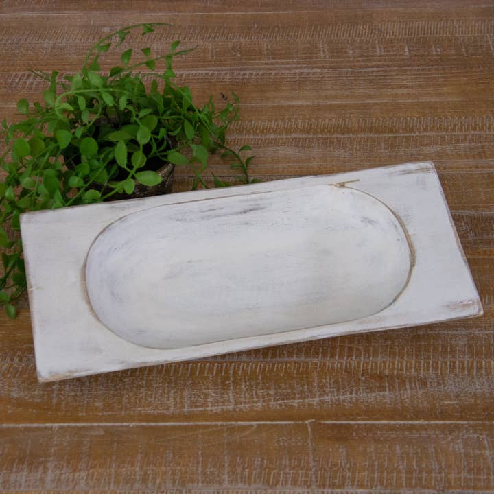 Audrey's Home & Gift – wholesale Decorative plate/dish/bowl – Whitewashed Mango Wood Dough Bowl (PC)