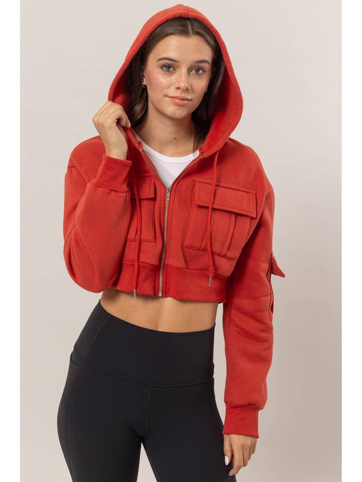 Fleece French Terry Cropped Jacket for wholesale by HYFVE