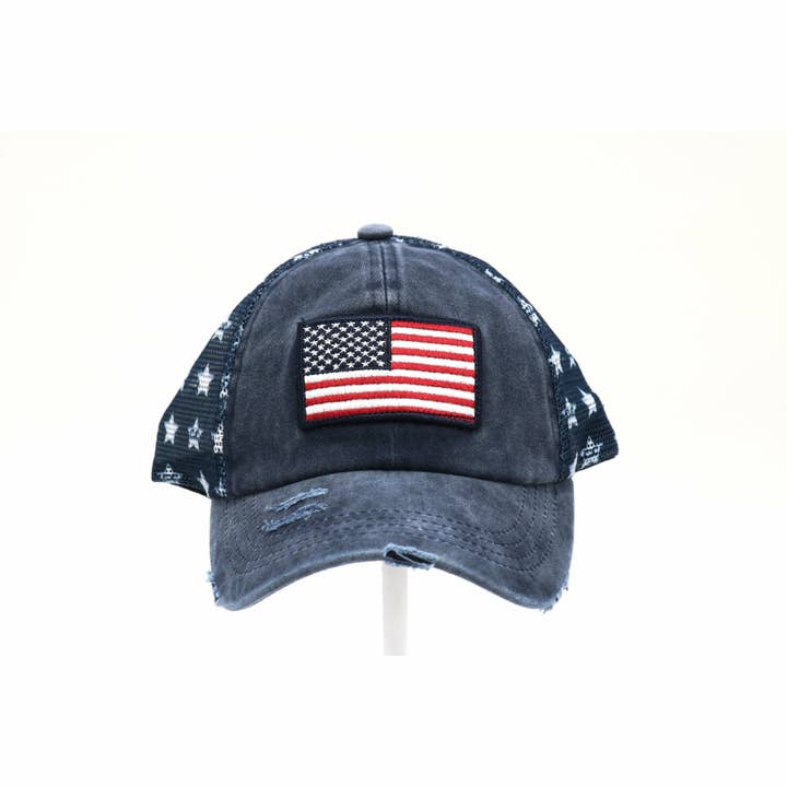 Distressed American Flag Star CC Ball Cap BA920 for wholesale on Faire