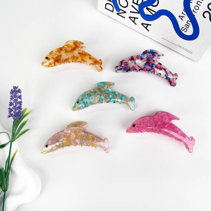 Dolphin Hair Clips, Marine Life Acetate Claw Clip for wholesale by TheDivaSoap