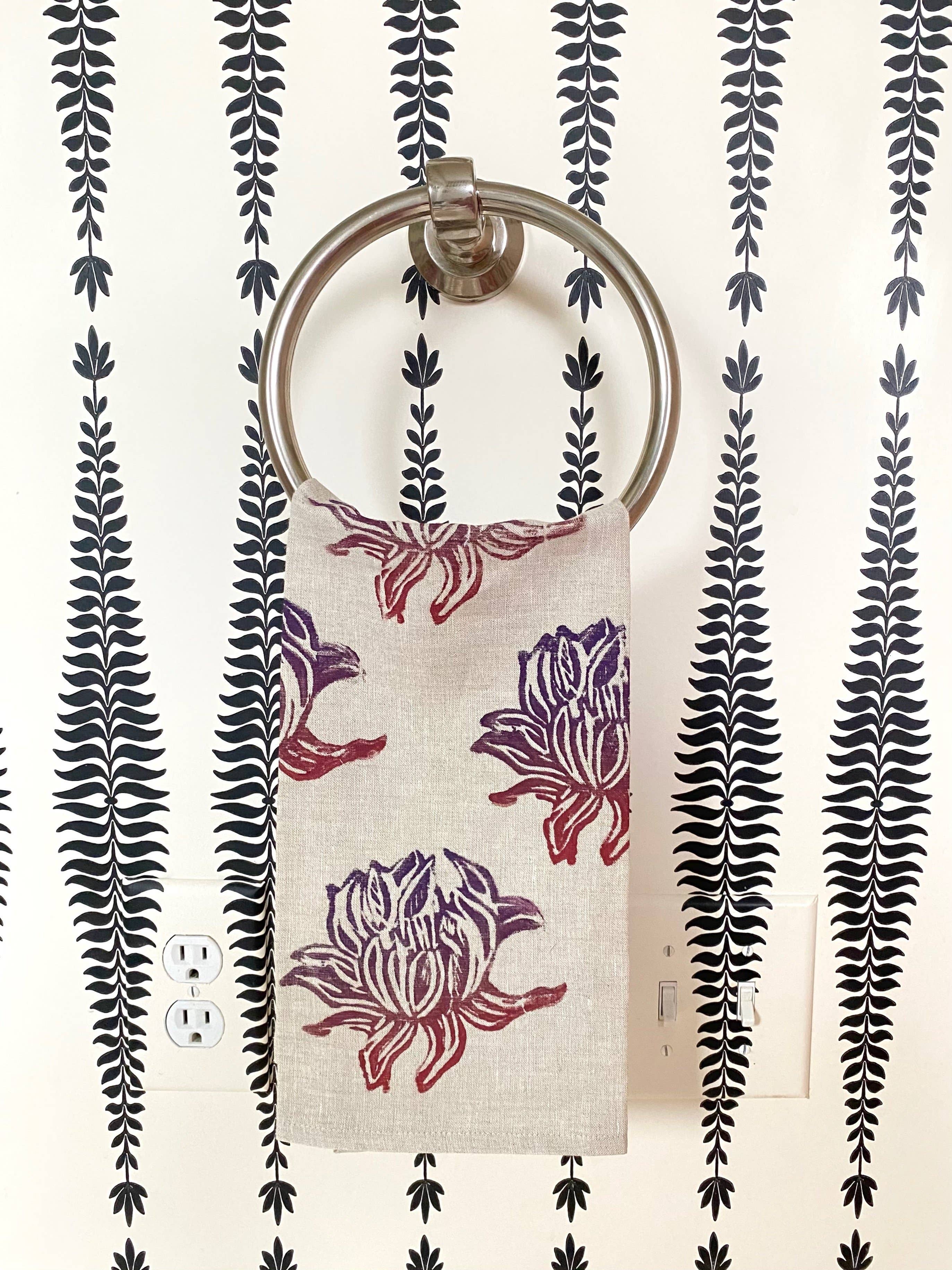 Tulusa - Wholesale Tea Towel - -Linen Tea Towels Lotus in Rose's Sunset1