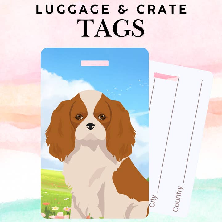 Cavalier King Charles Spaniel Dog Metal Luggage/ Crate Tag for wholesale by Canine Companions