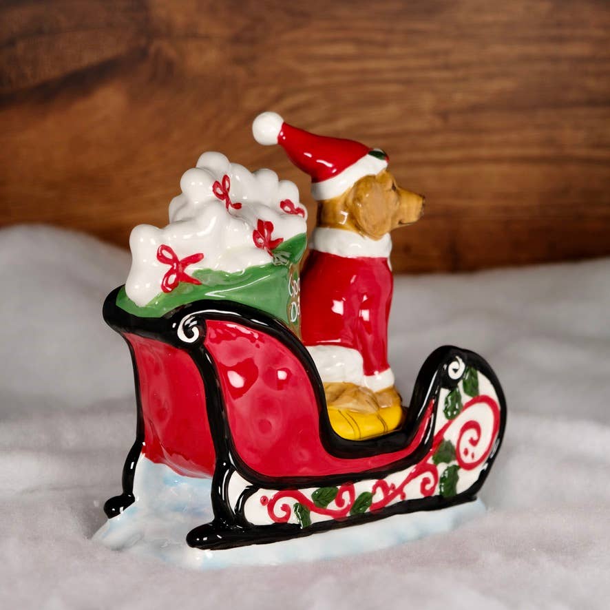 Blue Sky Clayworks - Vendita all'ingrosso Decorazione natalizia - Figurina di Natale con slitta e cani1