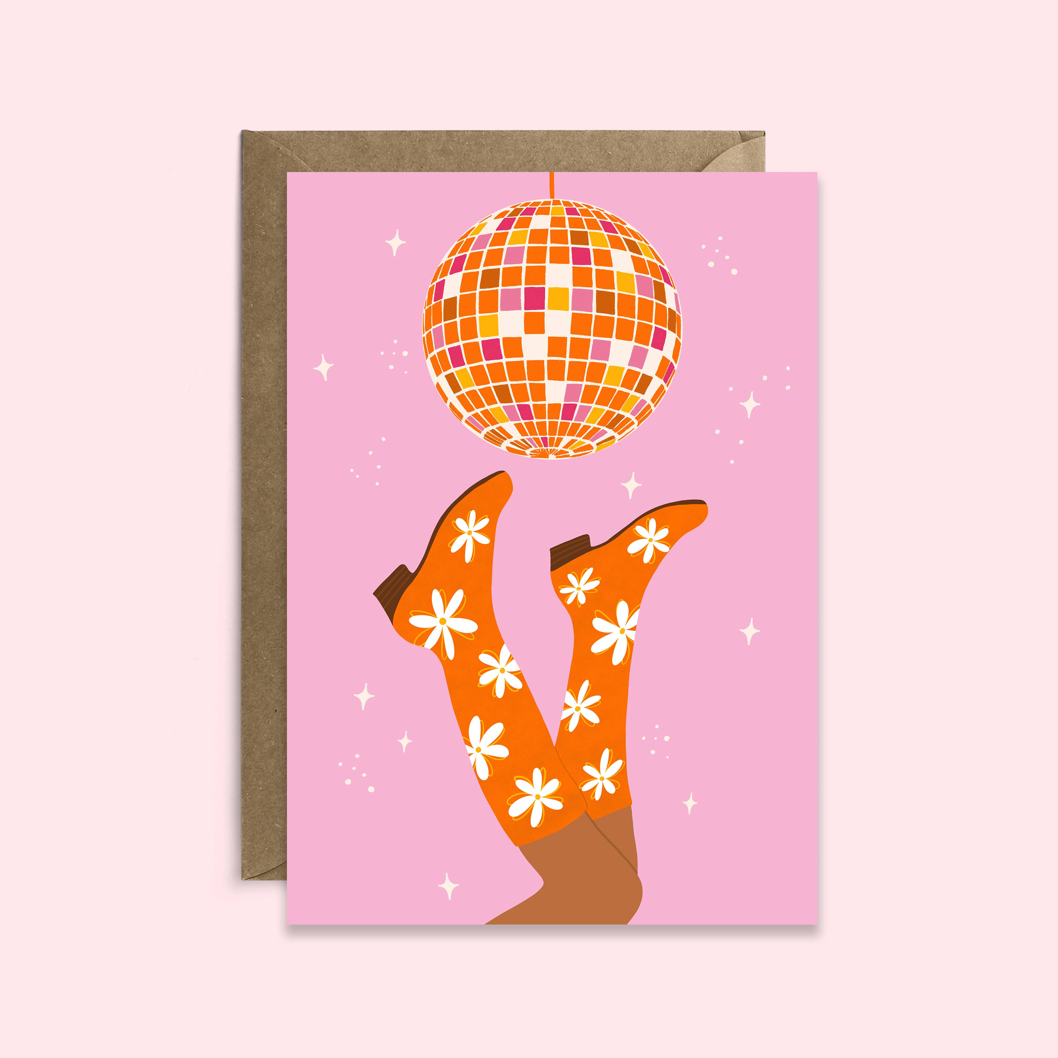 Tikkled Pink – wholesale Birthday card – Daisy Disco Card | Greeting Card | Female Birthday Card