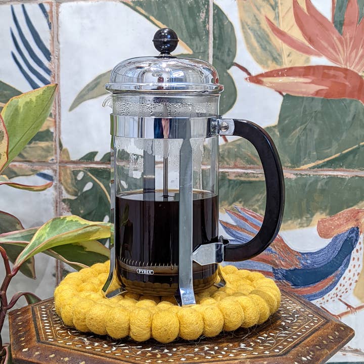 Cool Trade Winds - Wholesale Placemat - Fun Felt Wool Ball Placemat / Trivet