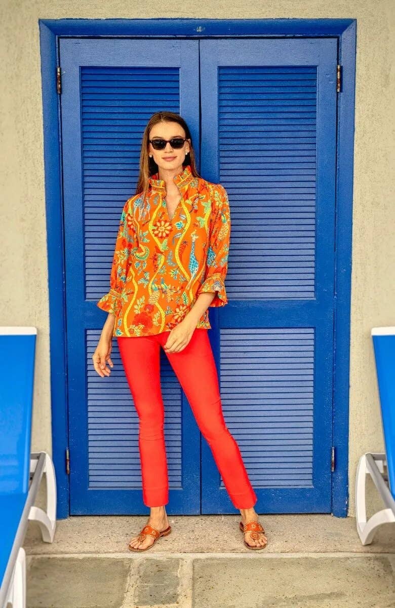 Gretchen Scott LLC - Wholesale Tunic - Women's - Ruffleneck Tunic - Jungle Symphony18