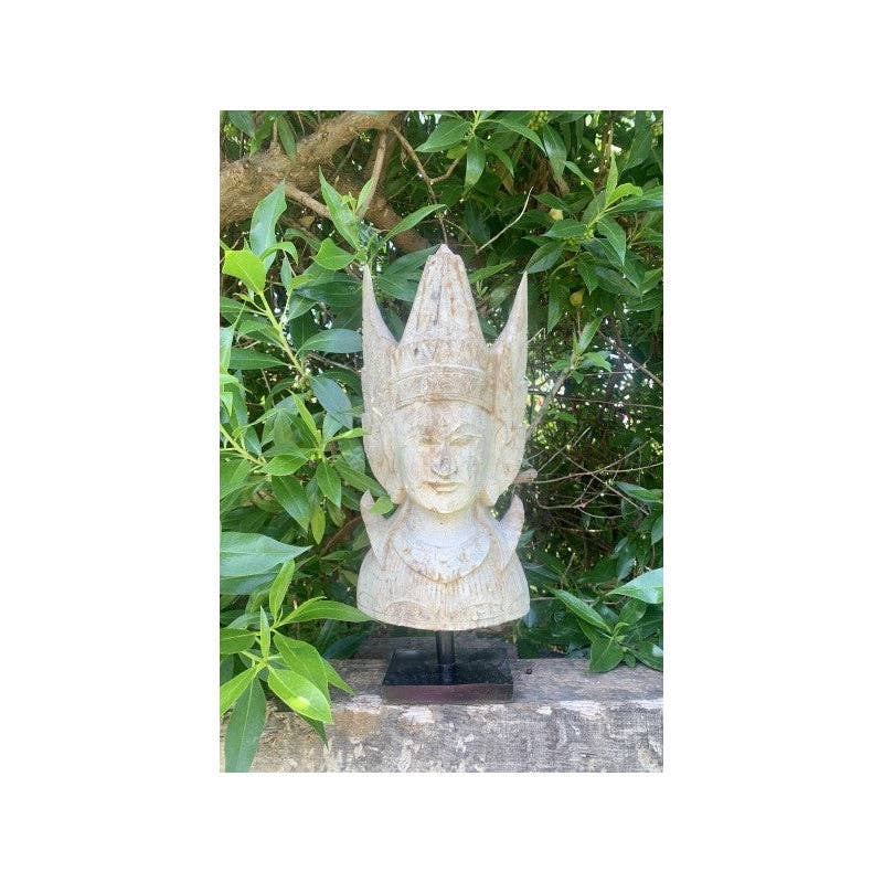 Paloma Black (Casa Natura Design, S.L.) - Venta al por mayor Escultura - Máscara de Madera Única Tallada a Mano con Detalle de Tocado5