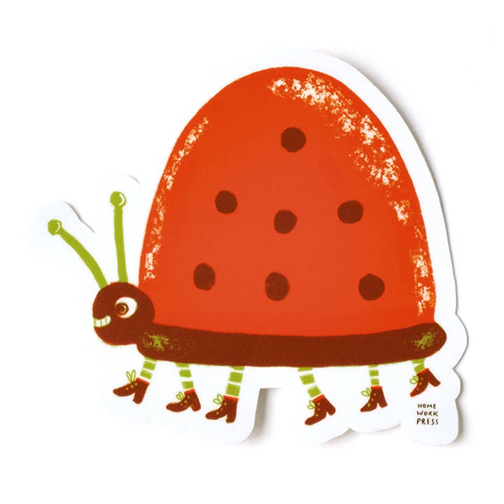 Sticker en vinyle Coccinelle pour la vente par Homework Letterpress Studio