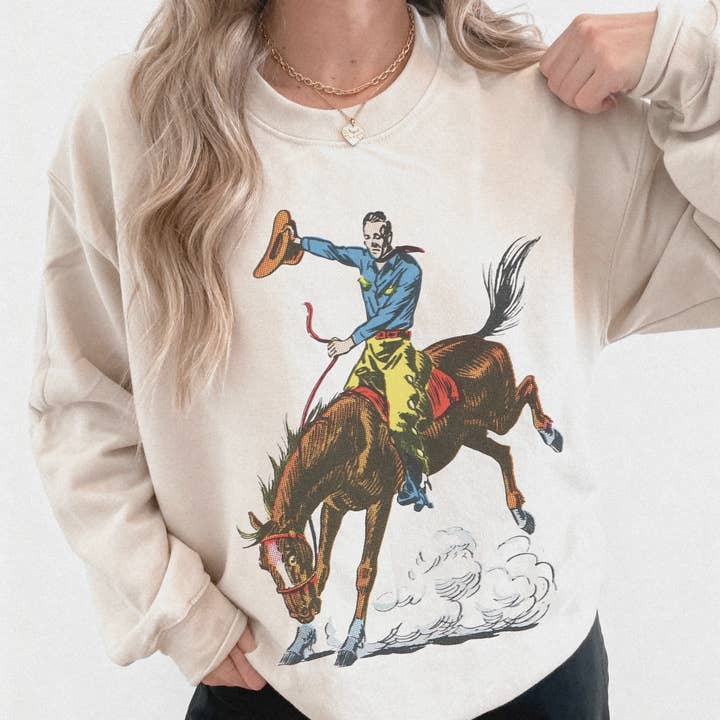 Vintage Cowboy Rodeo Graphic Sweatshirt for wholesale by Lucy + Company