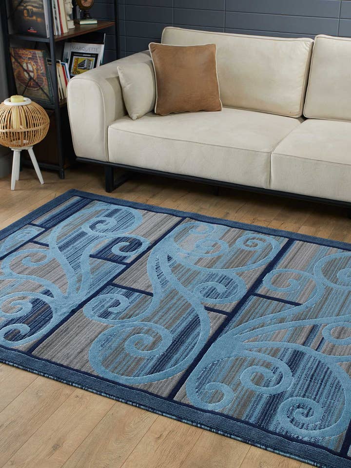 Tapis d'intérieur Majestic au design moderne et contemporain en forme de tourbillon pour la vente par Jenin Home Furnishing Inc