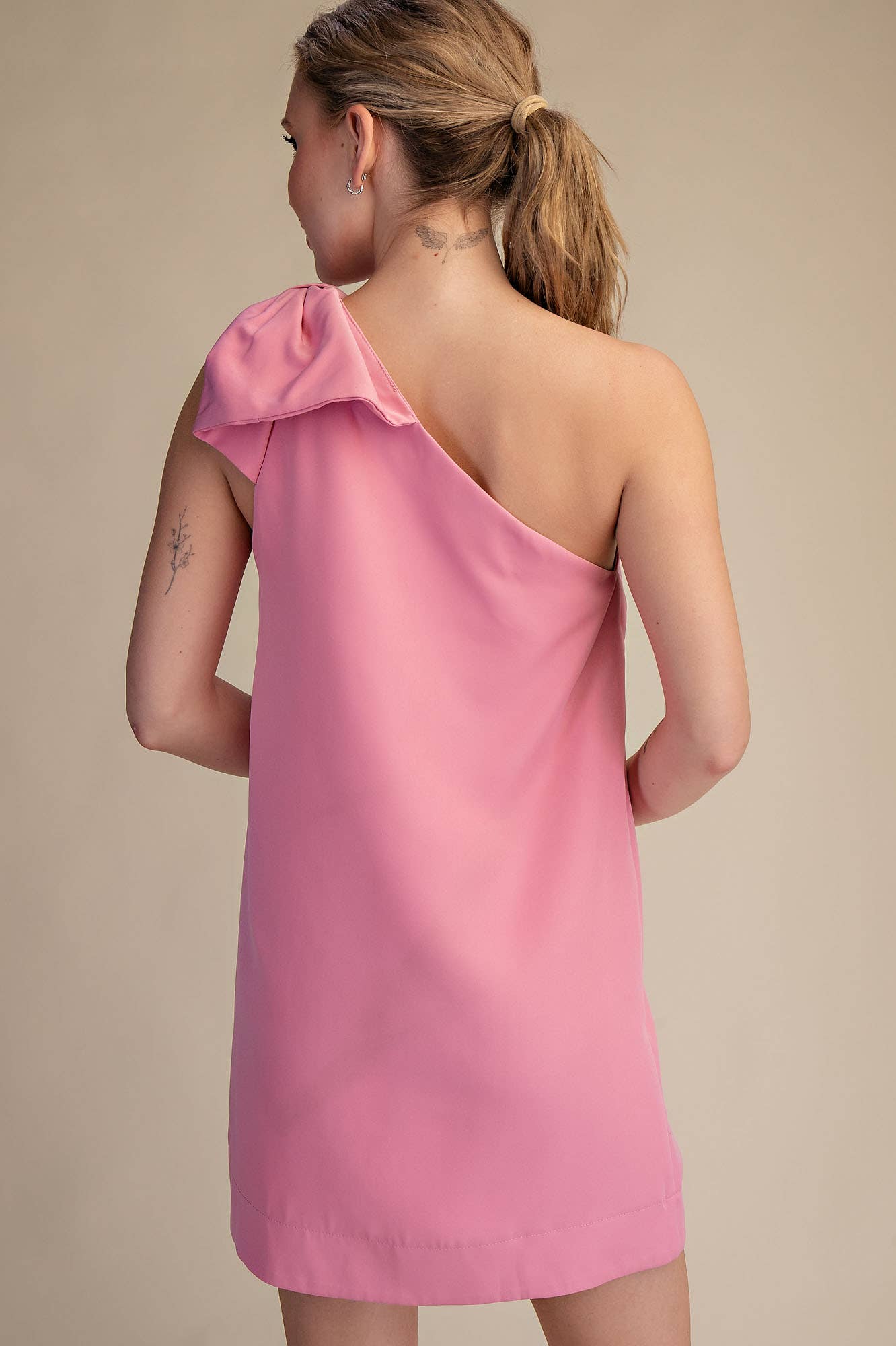 Glam - Wholesale Dress - Women's - Bow One Shoulder Mini Dress10