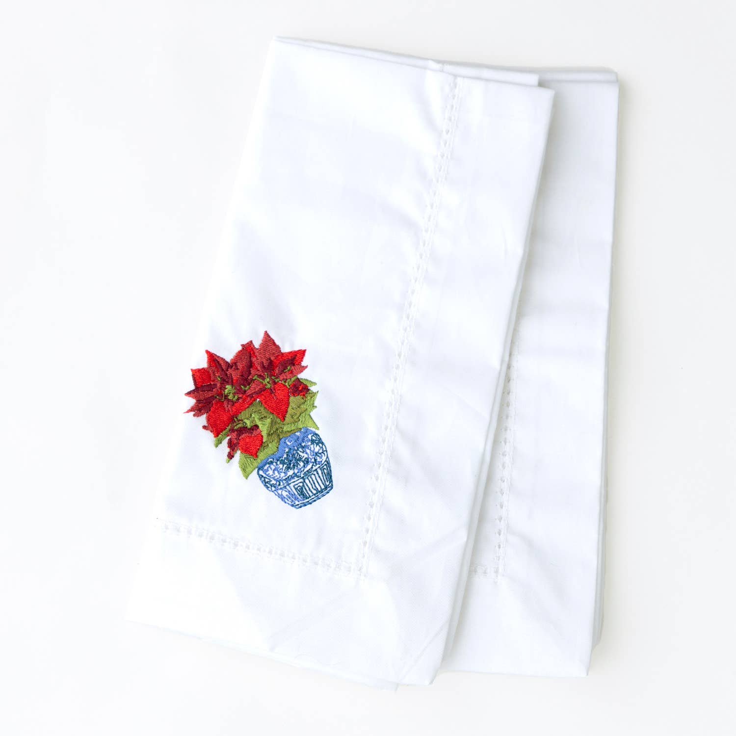 8 Oak Lane - Wholesale Dinner & Cloth Napkin - Poinsettia Embroidered Dinner Napkin1