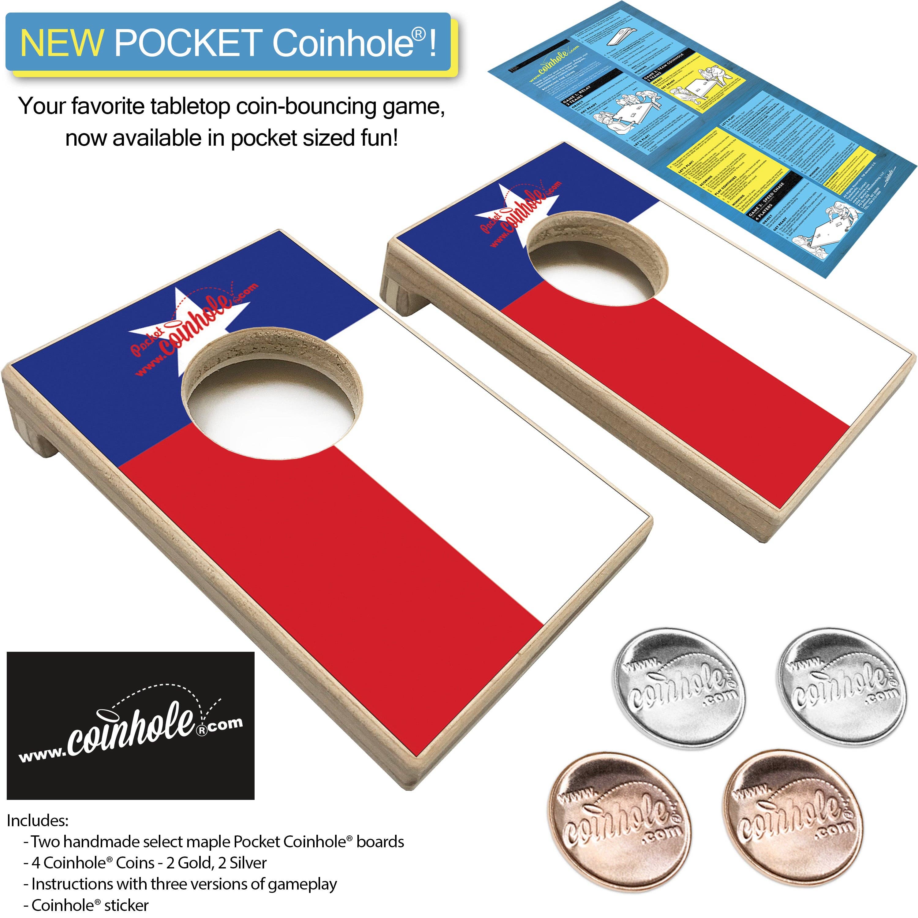 Coinhole - Wholesale Board Game - Texas Flag POCKET Coinhole®3