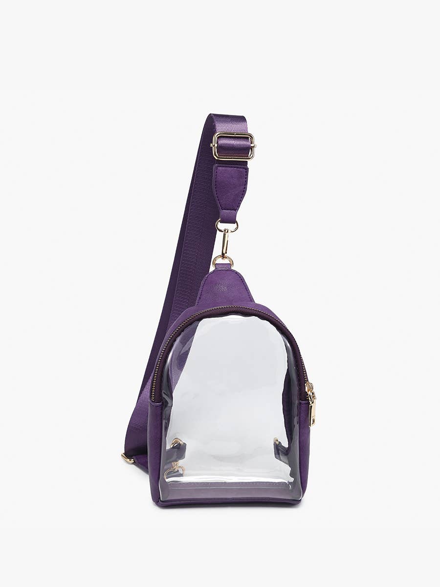 Jen & Co. - Wholesale Crossbody Bag - Women's - M2436CR Ellen Clear Sling Bag w/ Removable Guitar Strap4