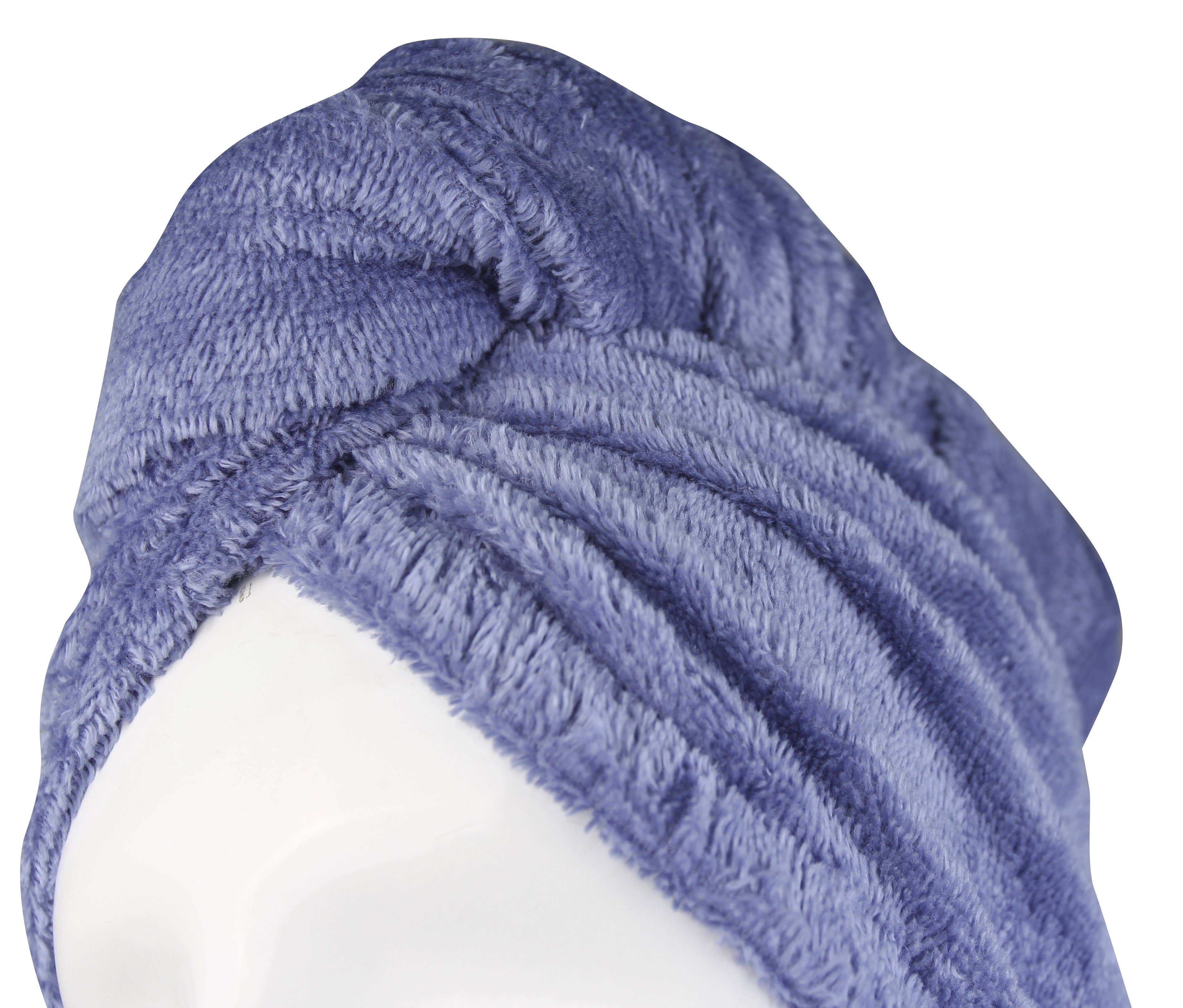 Everplush - Vendita all'ingrosso Asciugamani da bagno - Set di fascia da bagno extra peluche+turbante per capelli - blu pervinca3