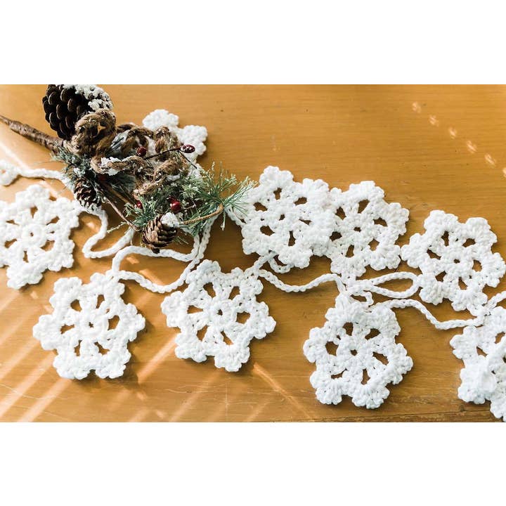 Crochet Snowflake Garland • Winter Garland • Mantle Garland for wholesale by TOMOPOD LLC