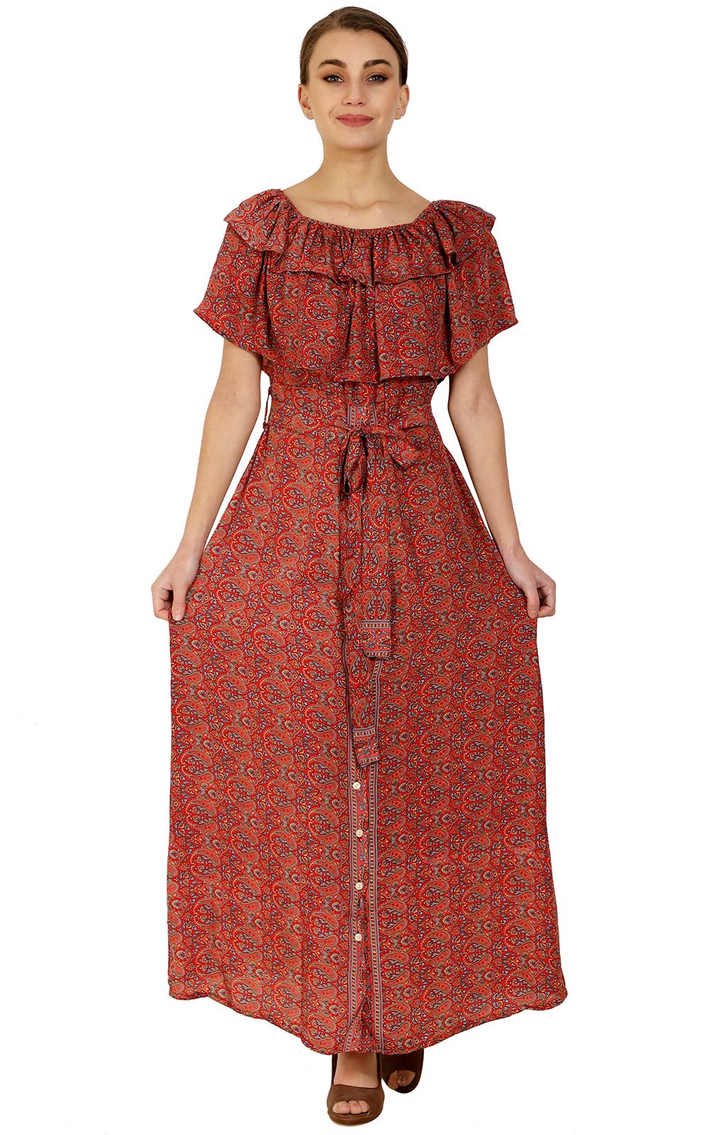 Wevez - Wholesale Dress - Women's - Women's Off Shoulder Floral Print Boho Beach Long Maxi Dress3