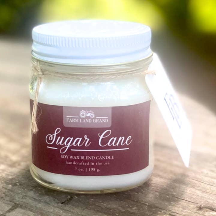 Sugar Cane Soy Wax Mason Jar Candle Scented with Pineapple and Sugar for wholesale by Farm Land Brand