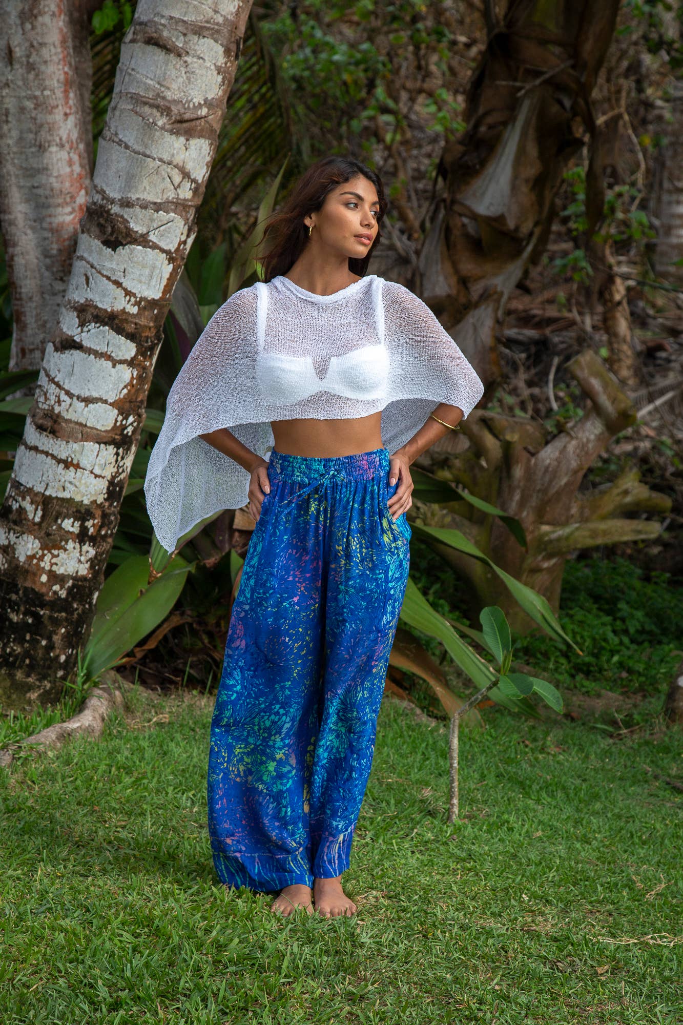 Bali Prema - Vendita all'ingrosso Poncho - Donna - Poncho estivo in maglia trasparente con coprispalle - Copricostume da spiaggia Boho15