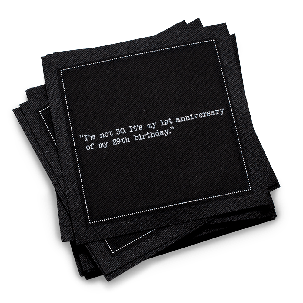 Five Star Napkins Inc. - Wholesale Disposable Napkin - 30th Birthday Quotes - Black Cotton Cocktail Napkins 50x0
