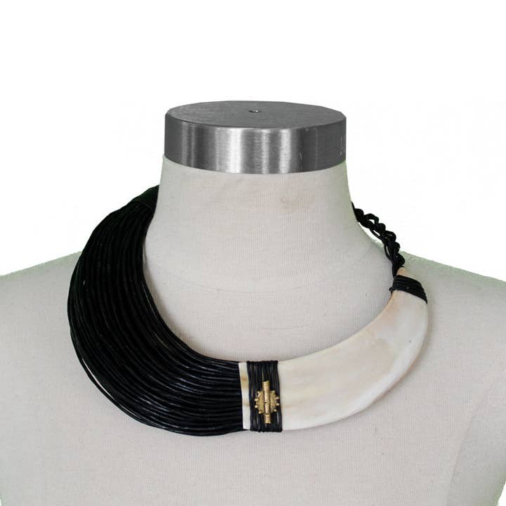 Bone and Leather Necklace for wholesale by Norton and Hodges