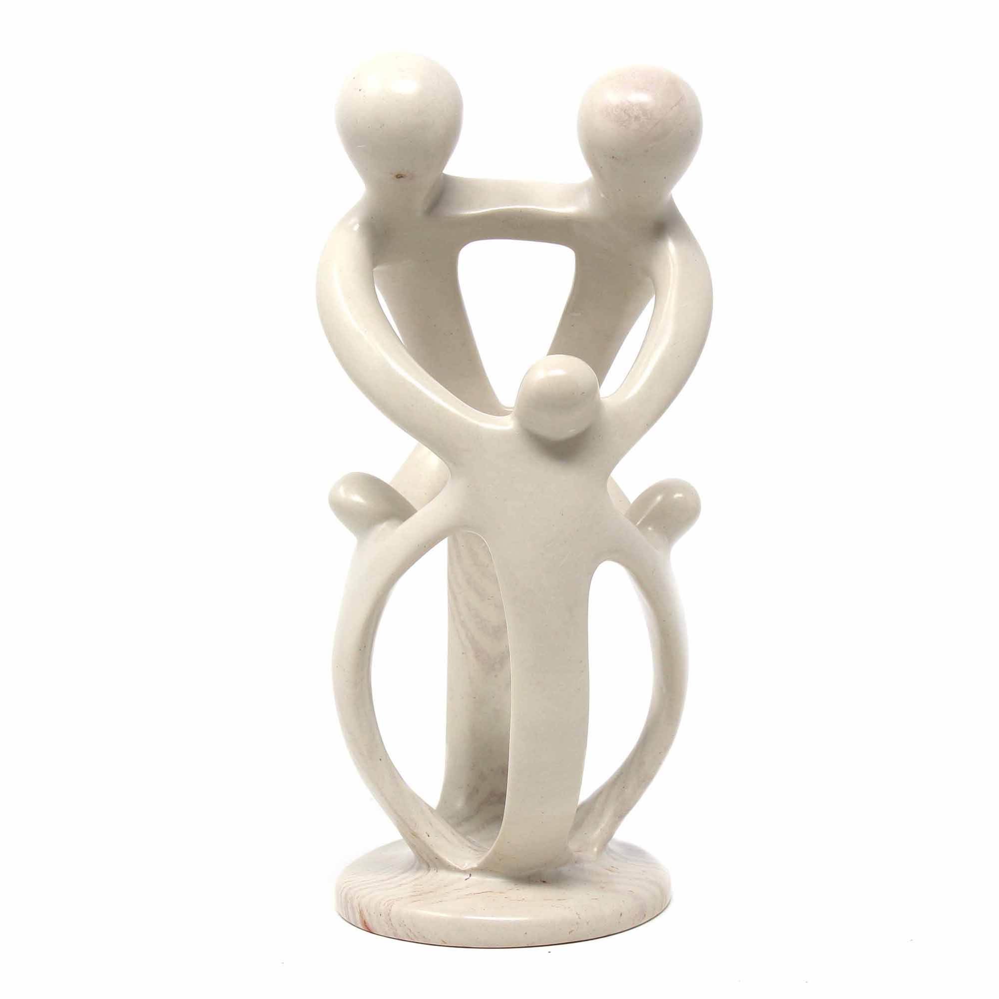Global Crafts - Wholesale Sculpture - Single Soapstone Family Sculptures - 10-inch - Natural Stone2