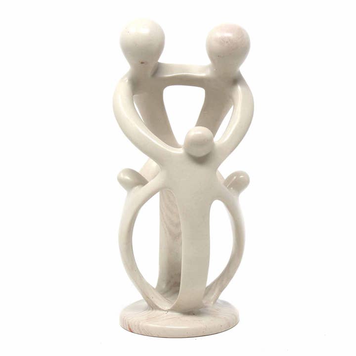 Global Crafts - Wholesale Sculpture - Single Soapstone Family Sculptures - 10-inch - Natural Stone2