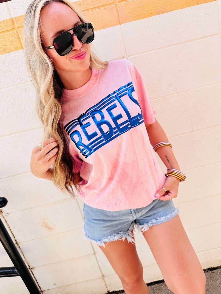 Dash Forward Wholesale - Wholesale Screen Printed T-Shirt - Women's - Custom Six Line Mascot Puff Graphic Tee2