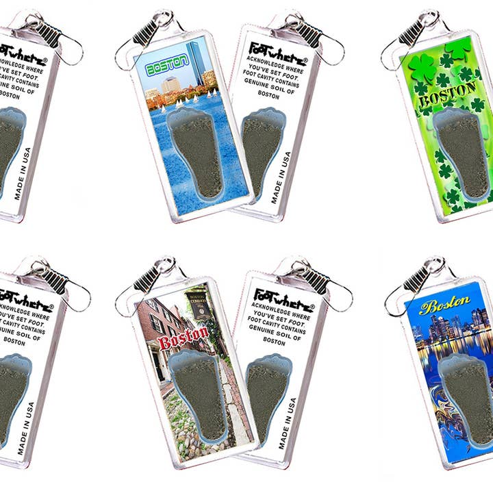 Boston FootWhere® Souvenir Zipper-Pull 72 pieces/ 6 assorted styles. for wholesale by FootWhere- USA Group, Inc.