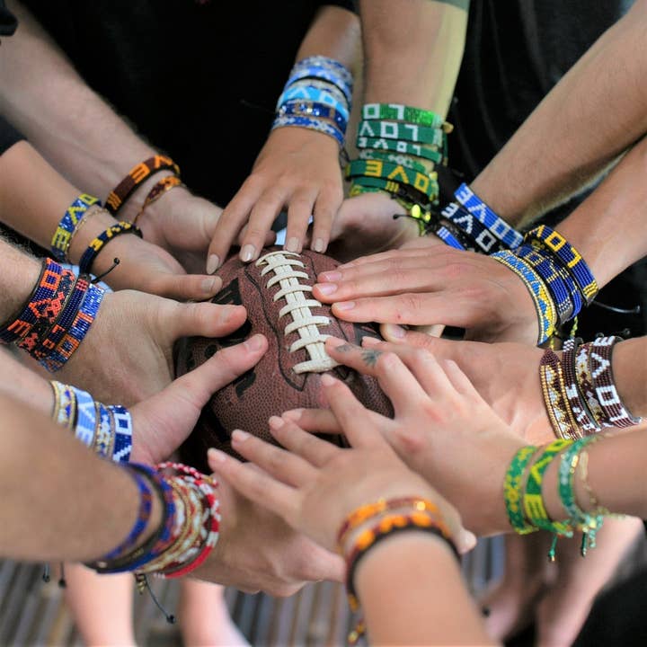 Love Is Project - Wholesale Woven/Braided Bracelet - Skinny LOVE Bracelet - Navy and Orange1