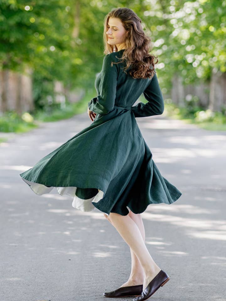 Son de Flor - Wholesale Dress - Women's - Wrap Dress, Long Sleeve1