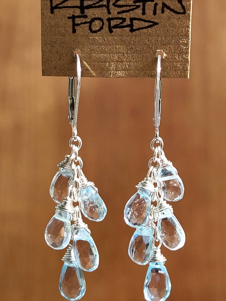 Pendientes colgantes en cascada con briolette de topacio azul EBL4223 para venta al por mayor de KRISTIN FORD Jewelry With Meaning
