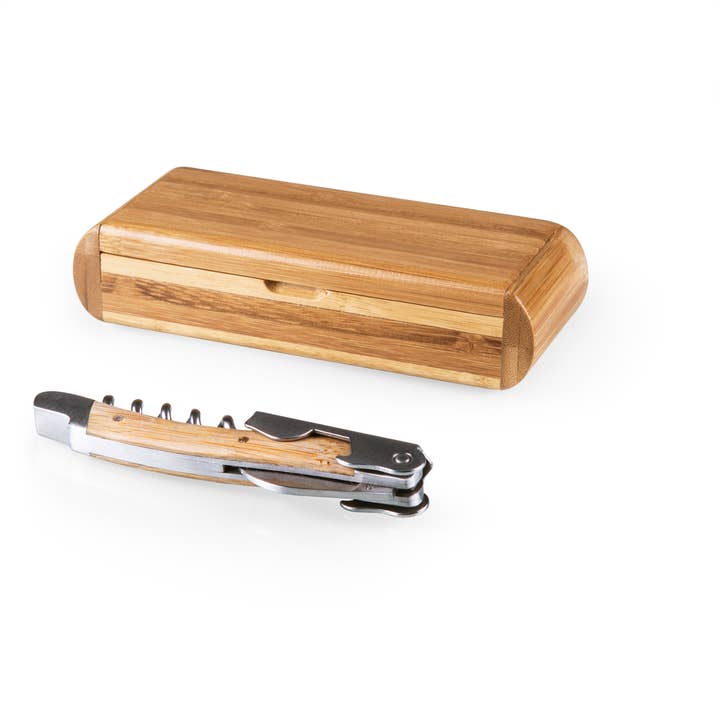 Elan Deluxe Corkscrew In Bamboo Box, (Bamboo) for wholesale by Picnic Time Family of Brands