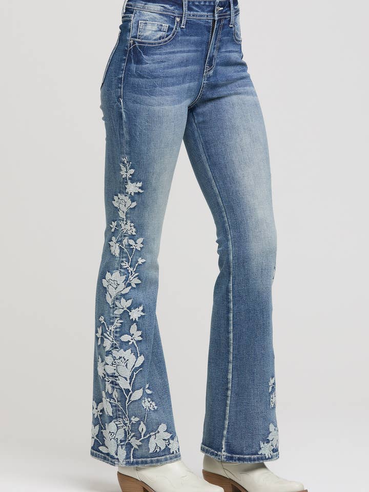 Floral Embroidery High waist Flare | HL-52068SL for wholesale by Grace in LA