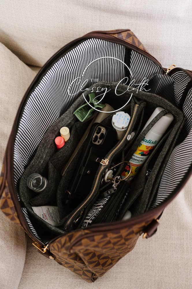 The Classy Cloth WS - Wholesale Purse/Bag Accessory - Women's - Tote Bag Purse Organizer Insert - Charcoal RTS2