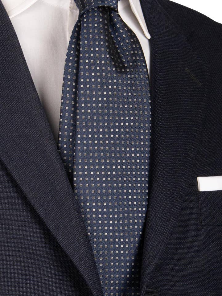 Blue Silk Ceremony Tie with Gray Pattern CY6613 for wholesale by Graffeo Cravatte