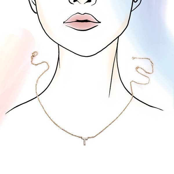 JOSSLYN by wall to wall - Wholesale Pendant/Charm Necklace - SMALL PERSONALIZED RHINESTONE INITIAL NECKLACE | 80N3033