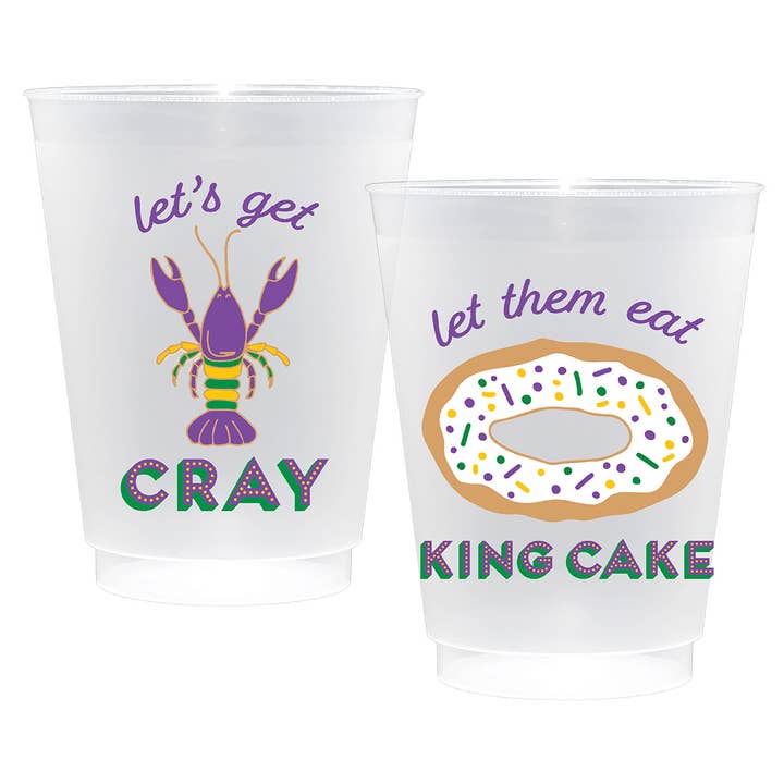 Canvas Style - Wholesale Disposable Cup - Mardi Gras Shatterproof Frost Flex Plastic Cups (Set of 10)
